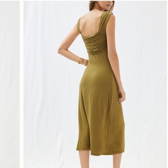NWT Anthropologie Forever That Girl Tie-Front Midi Dress Green Viscose Small - Picture 3 of 8